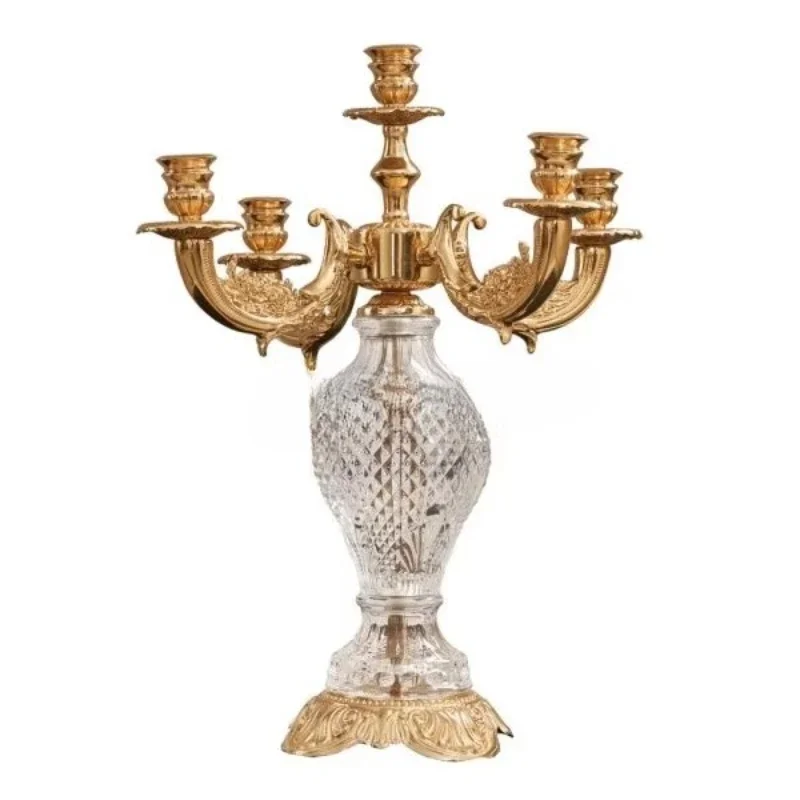 Luxury antique brass candlesticks with artistic engraving details for classic home decor and elegant festive occasions
