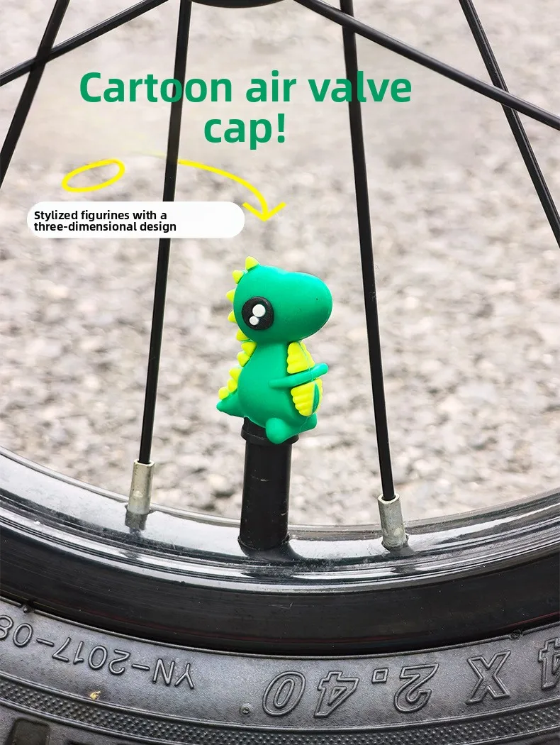 Fahrrad-Cartoon-Luftventilkappe für Kinderfahrräder, Puppen-Luftventilkappe, amerikanische und französische Ventilkappen, Fahrradzubehör – Detail 1