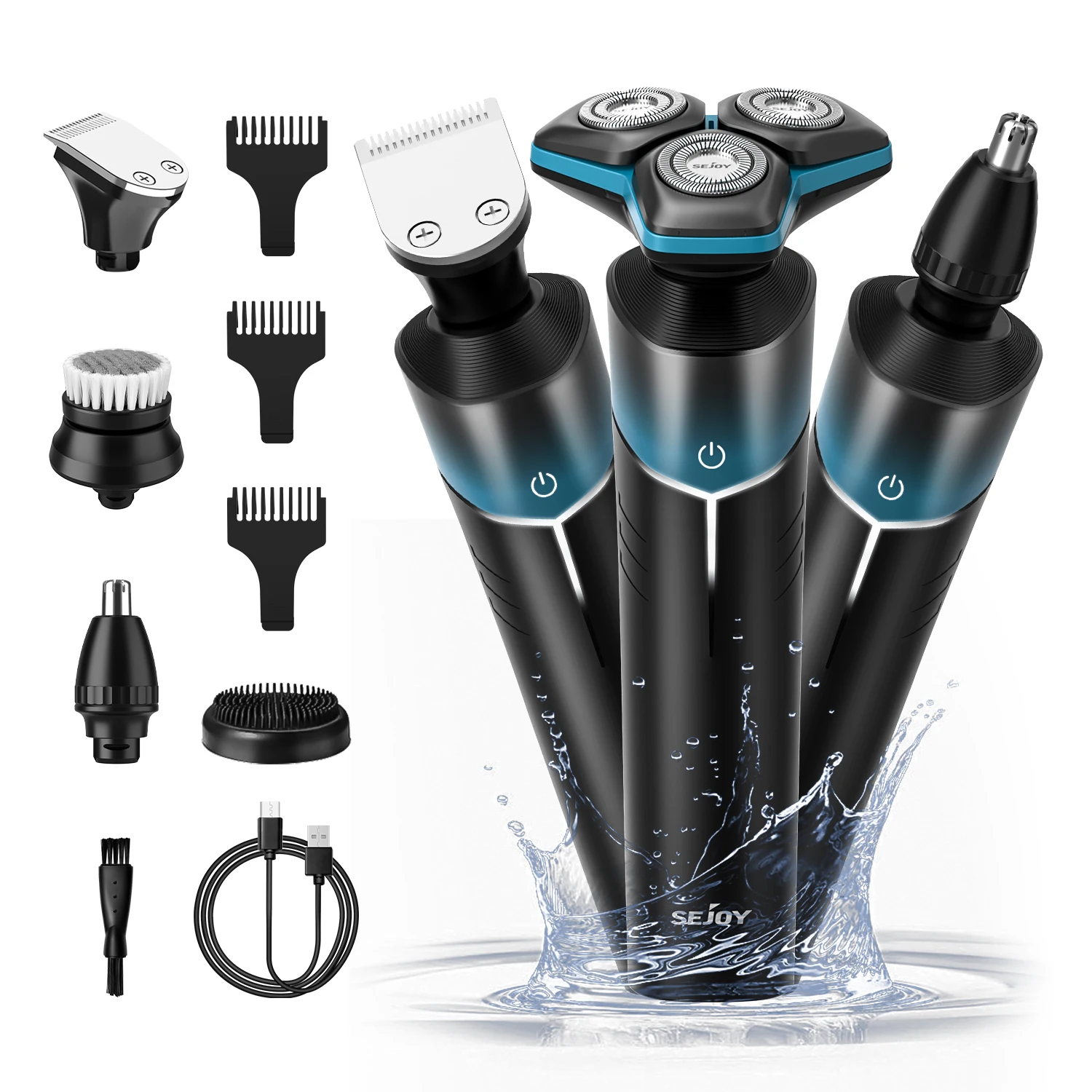 Sejoy KNIGHT Men's Electric Shaver kit Rechargeable Multi-functional Electric Hair Trimmer Razor Nose Trimmer Beard Hair Clipper