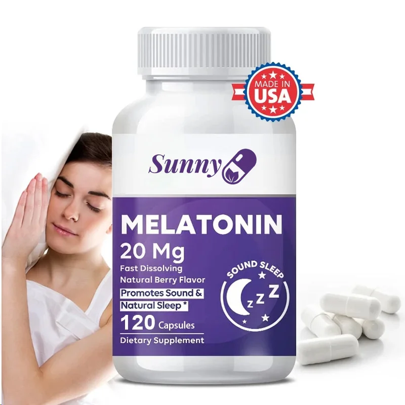 Mel 1,500 in Capsules 20mg, Améliore la Nia Inaut, Soutient la Rine Chute, Endorme, Améliore la Qualité du Sommeil et Sommeil Profond