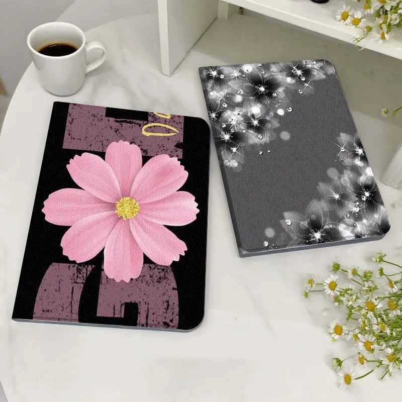 

Black Flower Shiny Glitter Gift Tablet Case For Samsung Galaxy Tab S7 S8 S9 S10 FE Lite
