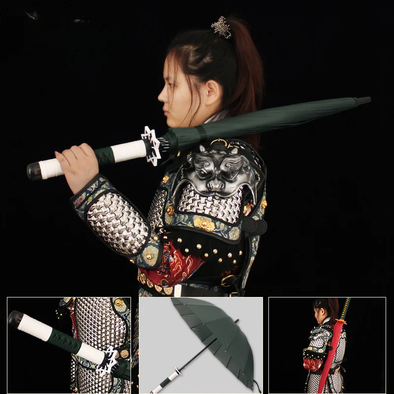 90cm Demon Slayer Cosplay Prop Automatic Umbrella Cos Tanjirou Figure Katana Kyoujurou Sword 16-bone Windproof Umbrella Toys Boy