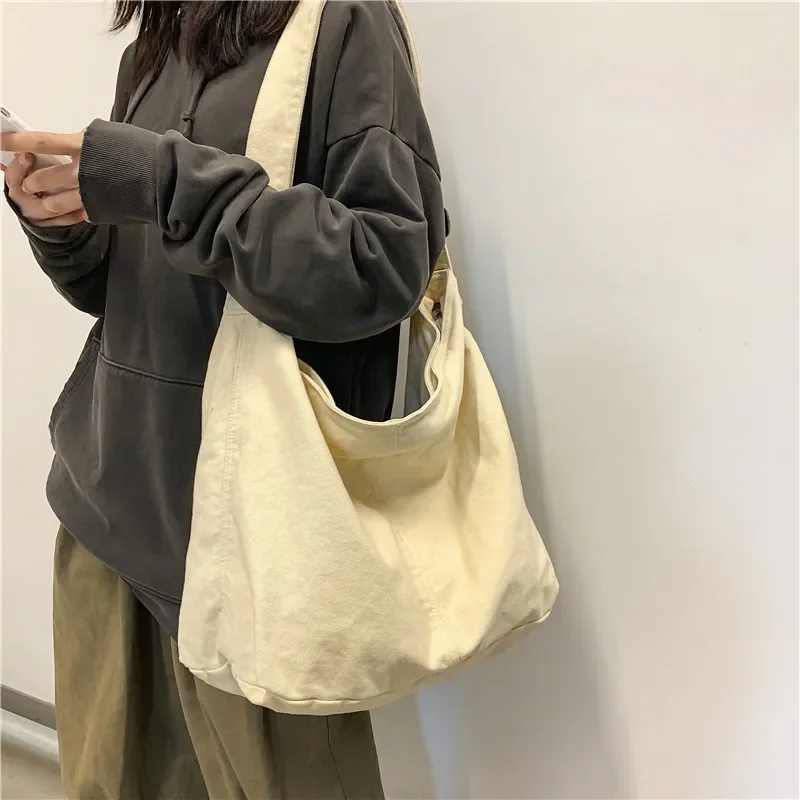 Fashion Women's Shoulder Bag Large Canvas Crossbody Bags for Women 2024 Cotton Cloth Korean Female Students School Bag Handbags