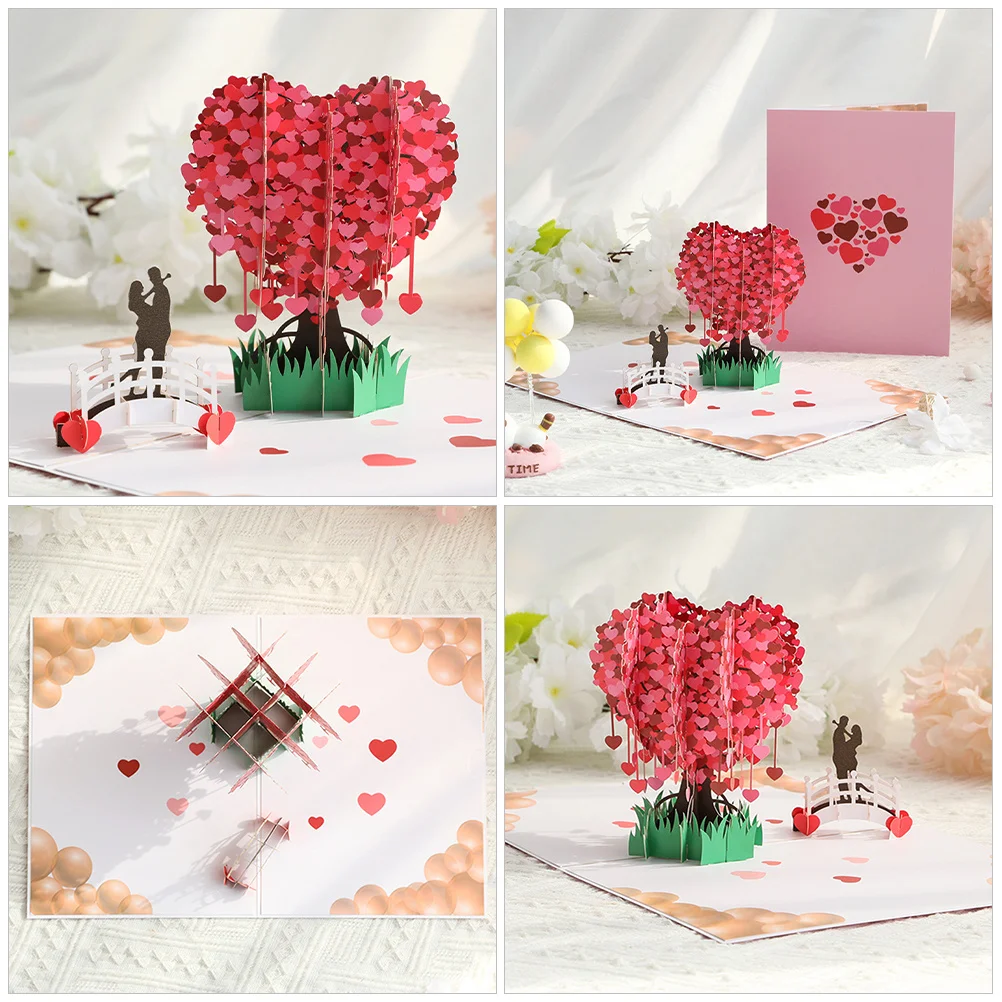 3D Heart Shaped Greeting Thickened Paper Blessing For Valentine'S Day Wedding Party Holiday Gift Message Writable Blank