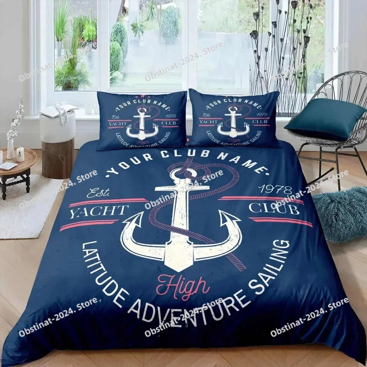 

Home Textiles Luxury 3D Anchor Print Duvet Cover Set Pillowcase Bedding Set Full Queen King Size
