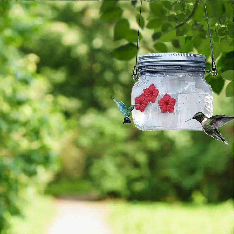 Outdoor Bird Feeder Leak-Proof Wild Bird Top Fill Feeding Station Outdoors Hummingbird Feeders With 3 Feeding Ports For Robins