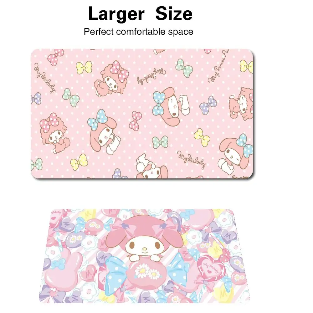 Cute Melodys Cartoon Mousepad High Quality Computer Accessories Large Gaming Mouse Keyboard Mat LockEdge Thickened Desk Pad