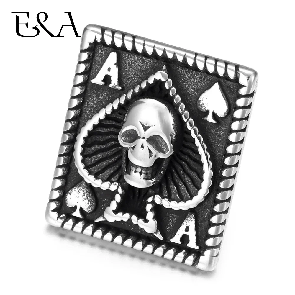 Stainless Steel Slider Spades Beads Hole 12*6mm Charms for Punk Leather Bracelet Supplies Jewelry Making DIY Accessories