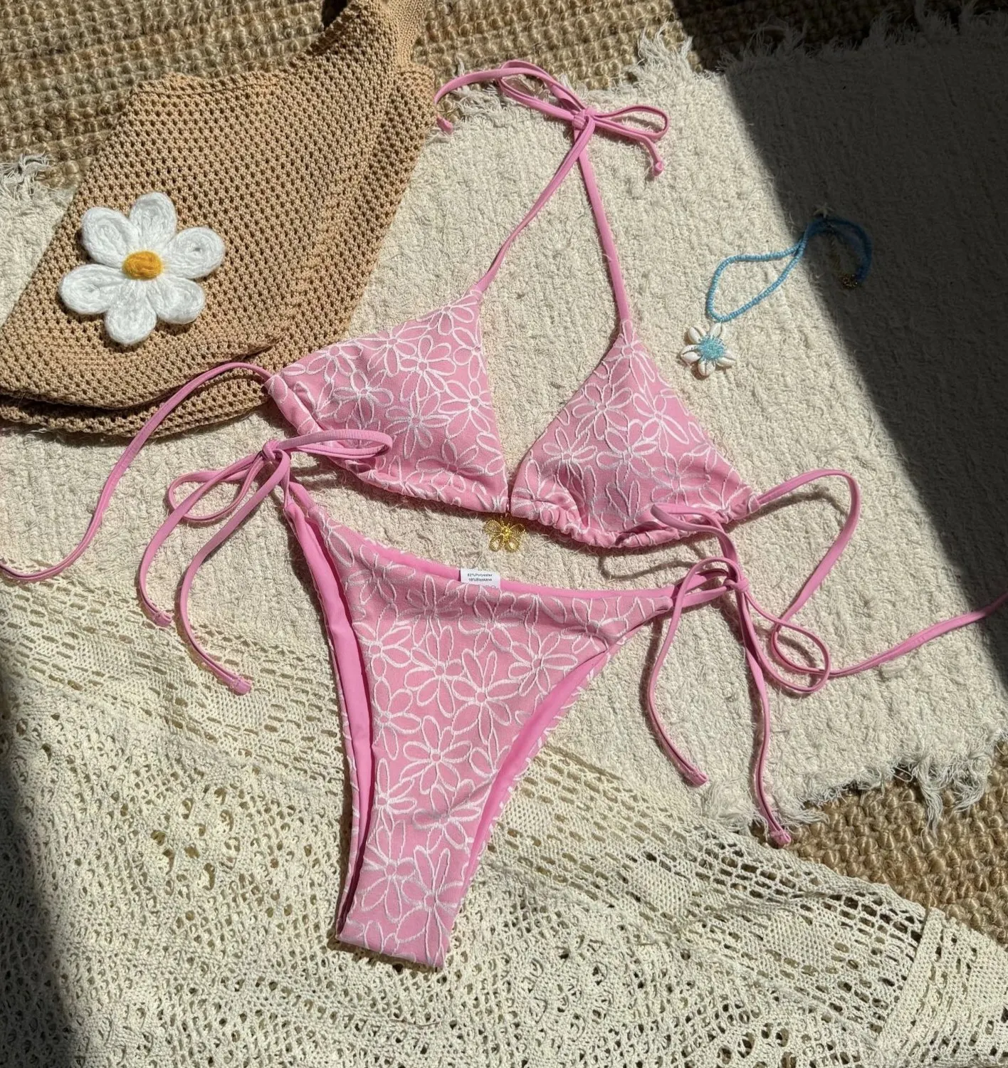 

Женский сексуальный комплект бикини с эффектом пуш-ап, раздельный купальник с высокой талией, с завязками на шее, в богемном стиле, с праздничным принтом, летний