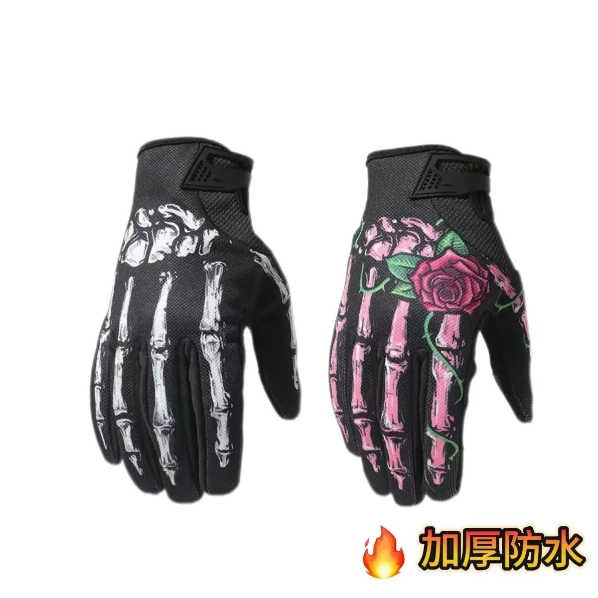 Winter fleece-lined waterproof skull New 2-color Ghost Claw Riding Outdoor Sports Personalized Touchscreen Gloves