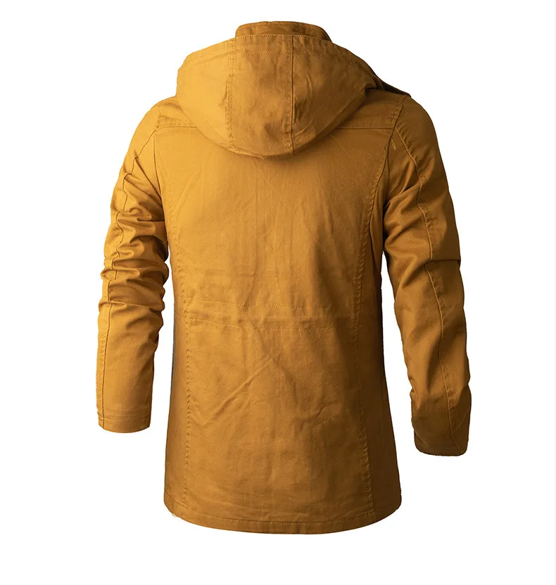 Winter Cotton-padded Men's Tooling Jacket Medium And Long Men's Large-size Coat Warm And Thicker