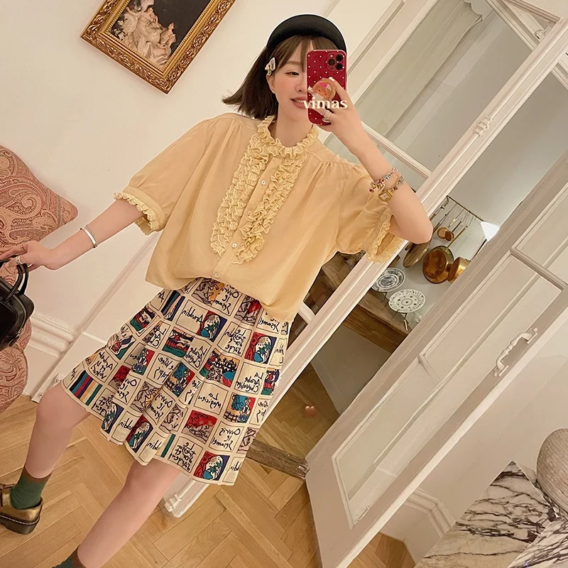 

VIMAS Recommended Vintage American fiti Color Blo High Waist A-Line orts Casual Comfortable Polyester Women's Pants