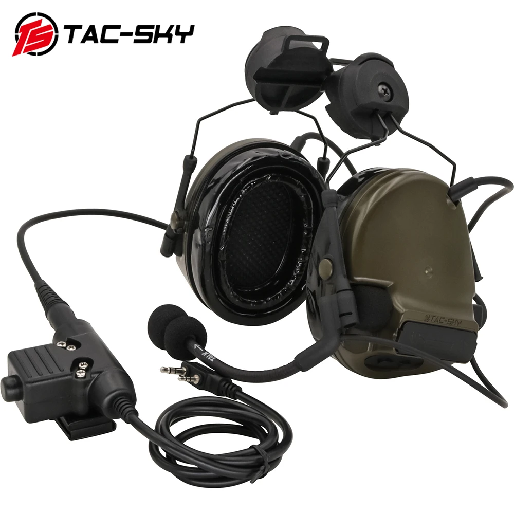 

TAC-SKY Tactical Headset Comtac III Helmet ARC Rail Bracket Version Noise Cancelling Pickup Shooting Headset for Airsoft Sports