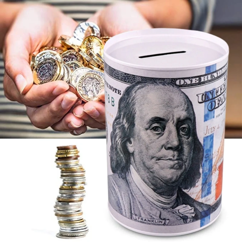 Euro Dollars Saving Box Safe Cylinder Piggy Bank Banks For Coin Deposit Storage Boxes for Kids Home Decoration 2024