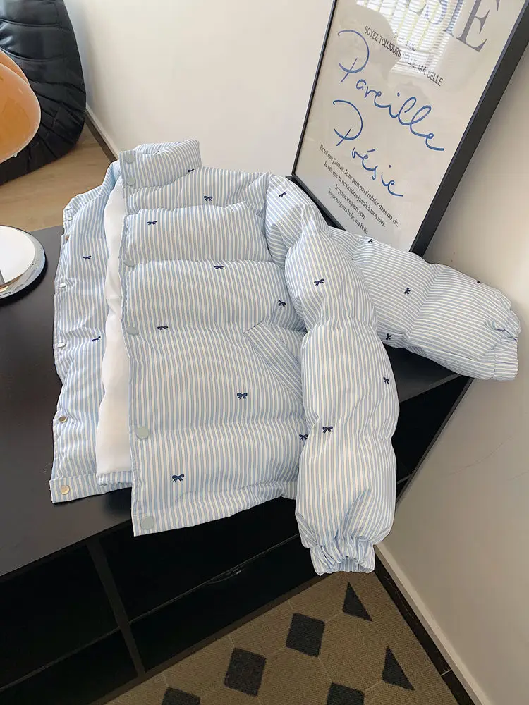 

2025 Autumn and Winter Fashion New Women's Korean Dongdaemun Sweet Style Girl Parkour Uniform Single Breasted Printed Bow Coat