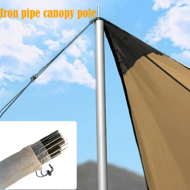 Outdoors Tent Pole Iron Portable Camping Tent Pole Foldable Metal Support Rod Ultra Light Professional Travel Natural Hiking