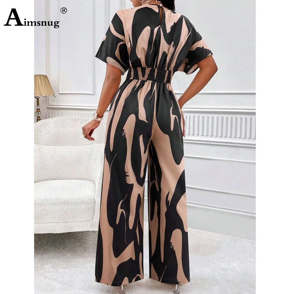 American and European Fashion 3D Print Jumpsuits Women Wide Leg Trouser Plus Size Female Vintage Strappy Waist Lace-up Bodysuits