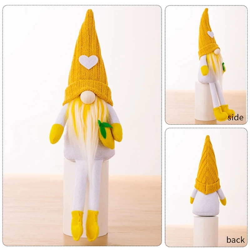Ciondolo gnomo limone estivo a gamba lunga peluche simpatico elfo bambola ornamento per decorazione del desktop del da