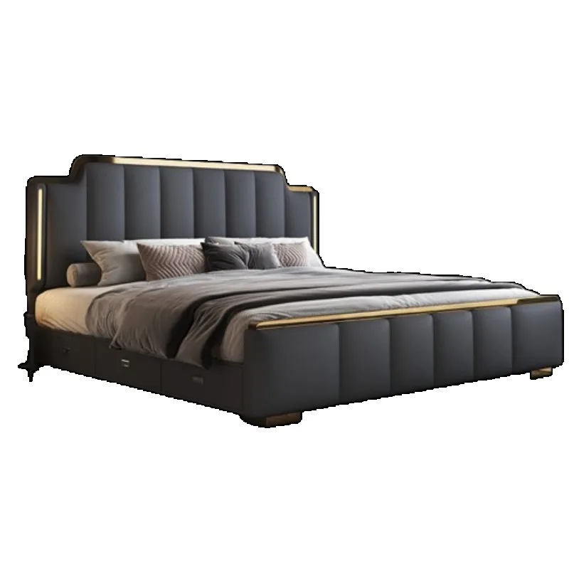 & Full Size 180x200cm Headboard Bed Adults Double 2 People Family Bed Frames Storage Queen Floor 150x200cm Home Bedroom Furnitur