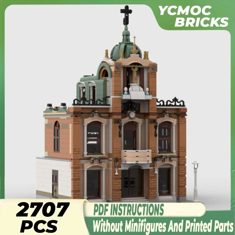 MOC-Blocos de Construção Modulares para Crianças, Modelo City Street View, Montagem De Tijolos, Brinquedos De Igreja, Presentes De DIY, Montagem, Igreja, MOC