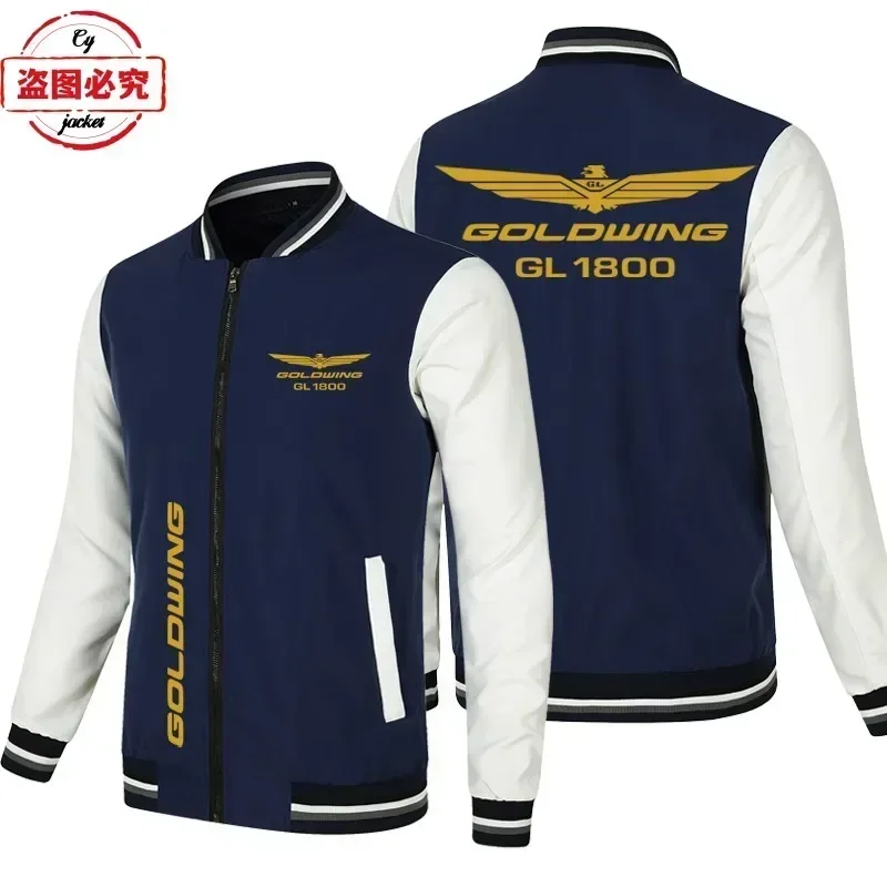 Gold Wing 1800 Motorcycle Logo Motorcycle Jacket Loose Long Sleeve Men's Color Matching Baseball Jacket Group Cycling Suit