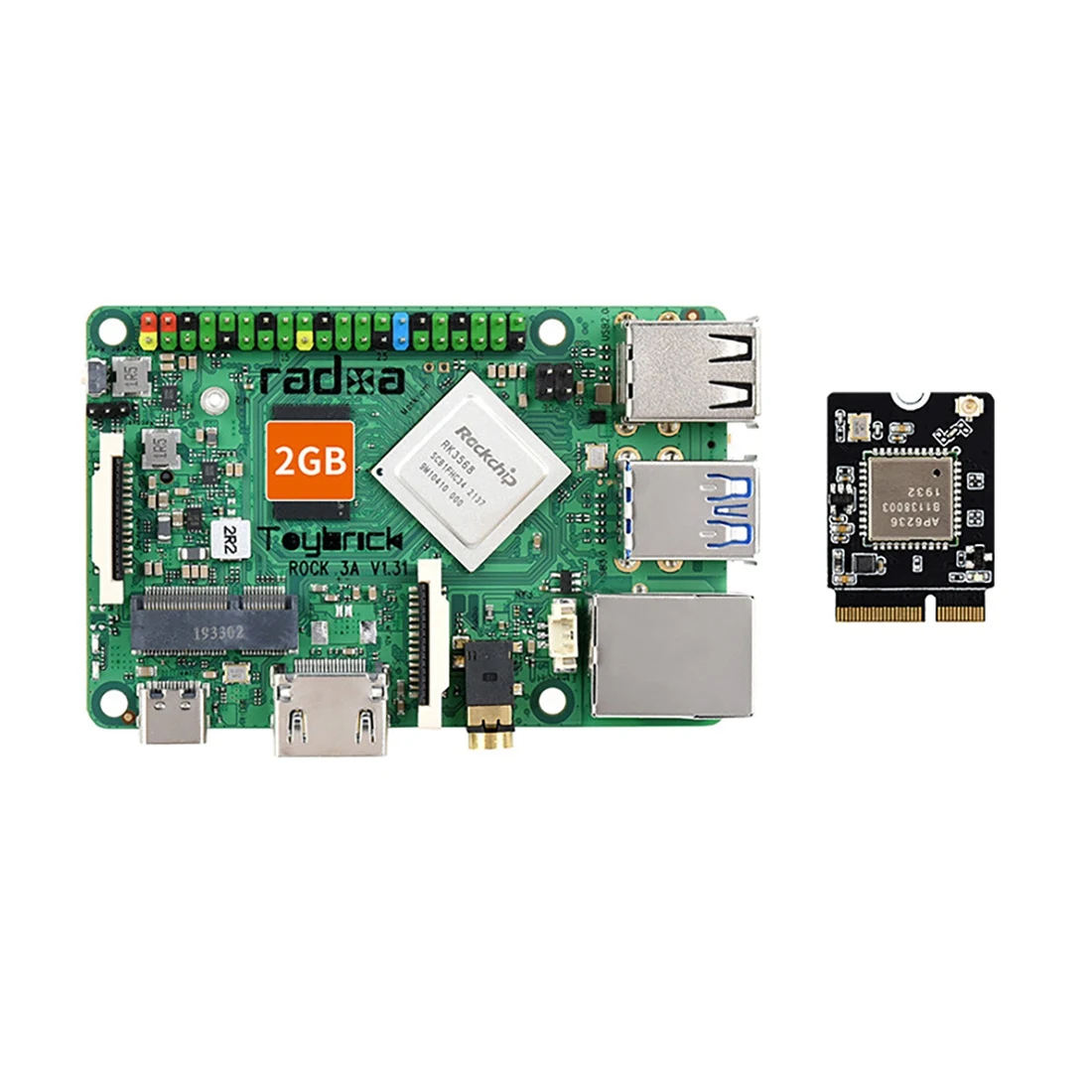 

ROCK3 Model a Card Computer SBC Module with Wireless WiFi Module A1 Based on RK3568 Cortex-A55 2GB RAM Design