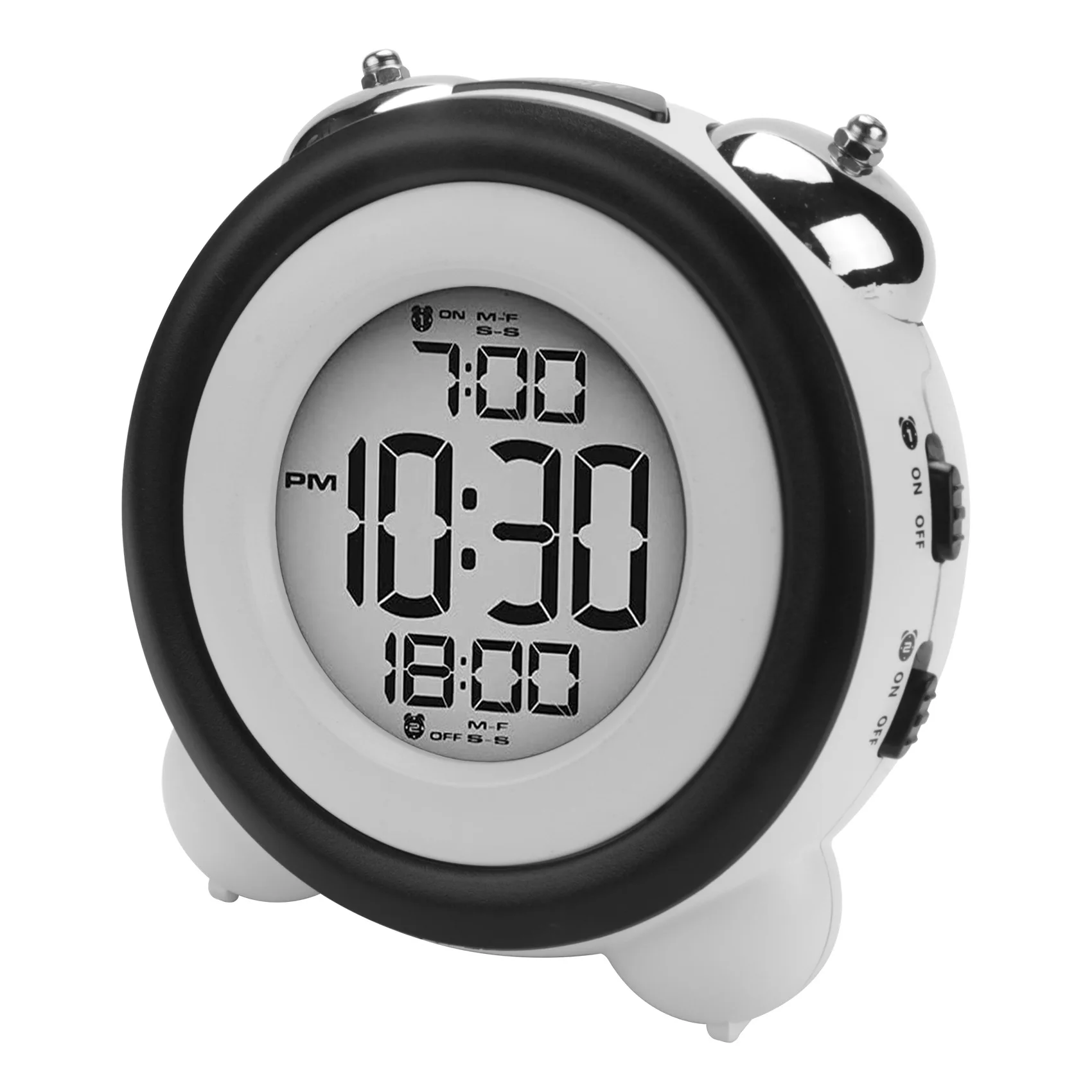 Imagem -02 - Despertador Duplo Digital com Luz de Fundo Azul para Adolescentes Data de Hora Twin Bell Muito Alto para Dormentes Pesados