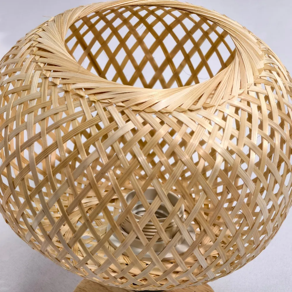 Hand-woven Bamboo Ceiling Lamp Vintage Pastoral Wooden Tea Room Rattan Retro Creative Wabi Sandy Wind Bedroom Ceiling Lamp