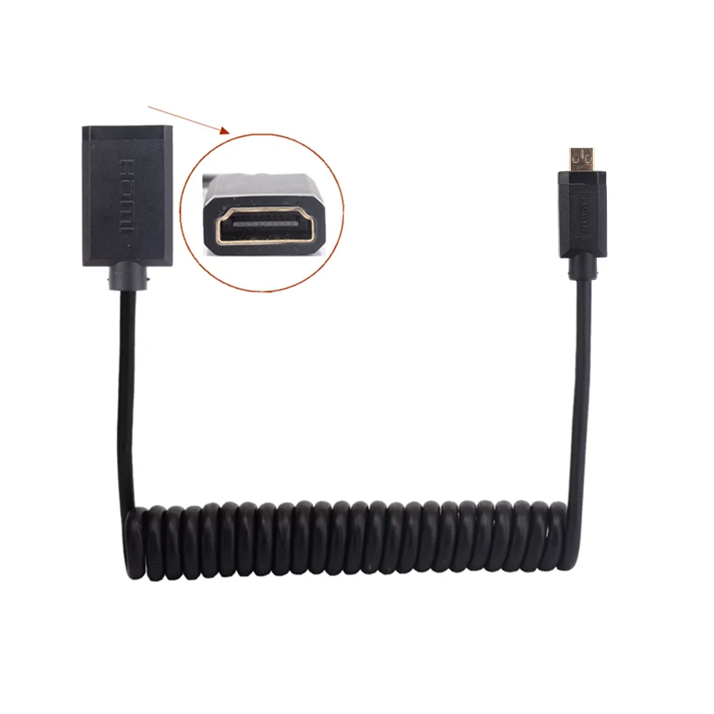 HDMI-compatible FEMALE Elbow ultra-fine OD3.2 60Hz spring retractable hdmi extension cable male to female 2.0 4K HD Cable