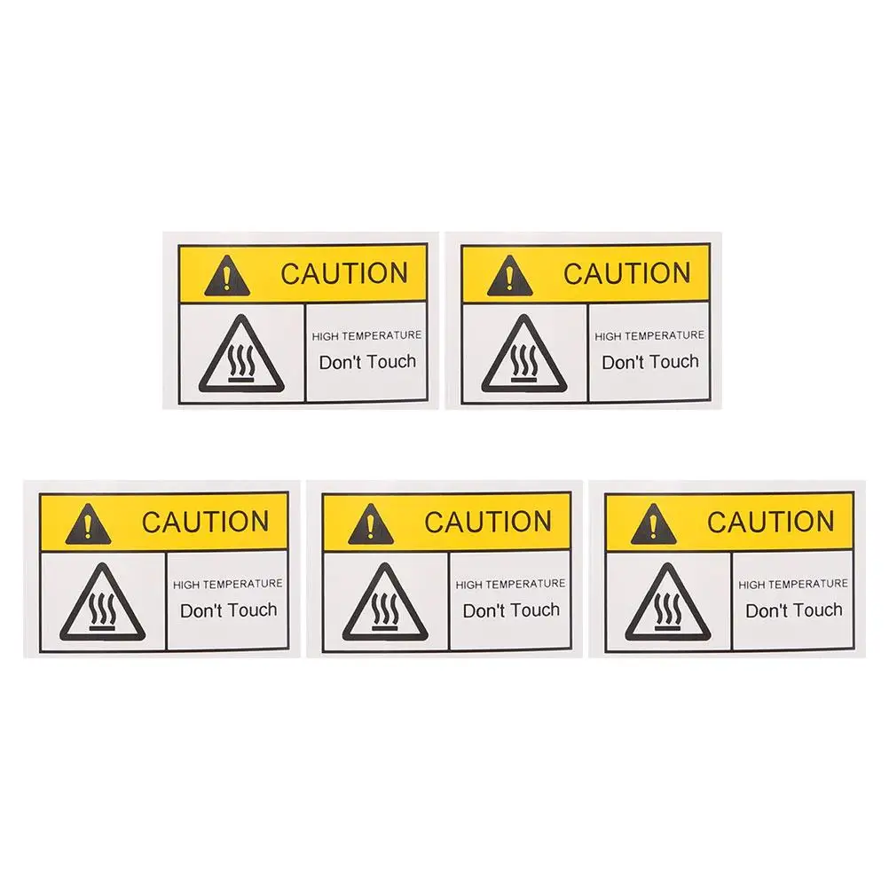 5 Sheets High Temperature Warning Label Labels Hot Surface Stickers Applique Do Not Touch Sign Decal