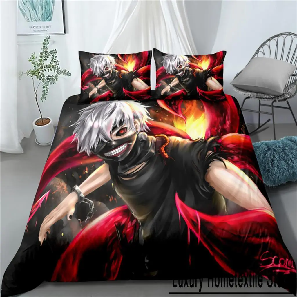 =Anime Tokyo Ghoul 3D Printed Bedding Set Duvet Covers Pillowcases Comforter Bedding Set Bedclothes Bed Linen