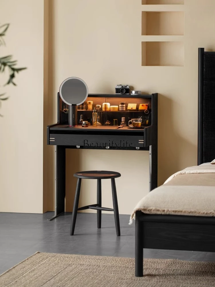 

Dresser Modern Simple Black Ash Wood with Drawers Bedside Makeup Table