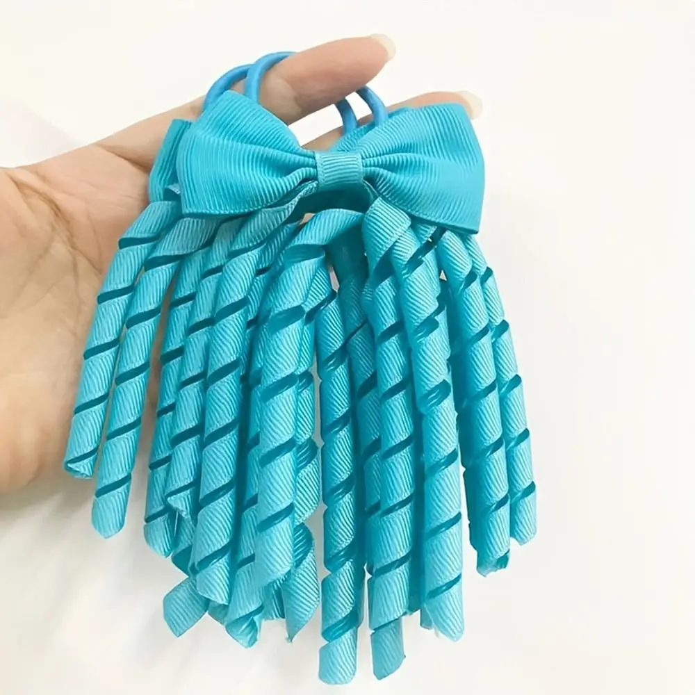 

Fashion with Bows Hair Ties Long Korker Style 2.7Inch Curly Korker Bow Curly Elastic Hair Bands for Toddlers Kids