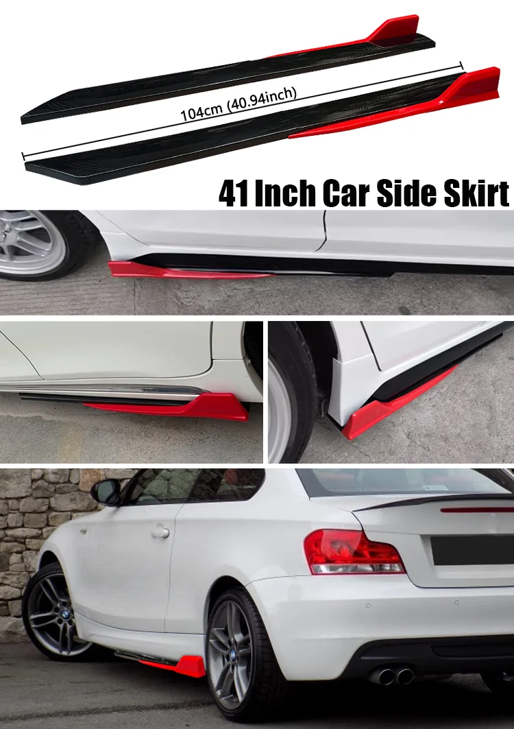 4 Stücke 41 zoll Universal Auto Seitenschwellerverlängerungen Rot Schwarz Für Haval M6 F7 Jolyon Audi A3 Clio 4 Ford Kuga Geely Tugella Honda Fi – Detail 1