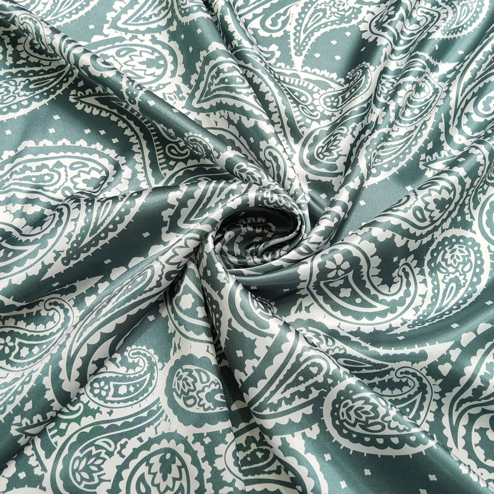 1 meter X 1.48 meter Paisley Print Satin Fabric Soft Scarf Material Lining