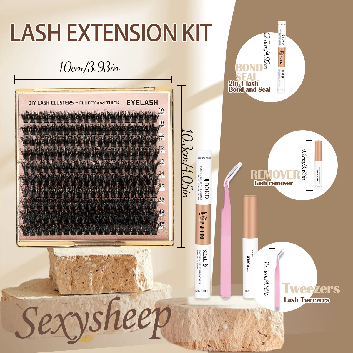 DIY Wimpers Wimpers Clusters Kit Dikke Zachte Draagbare Individuele Wimpers Extensions Clusters Met Lash Bond & Seal En Pincet