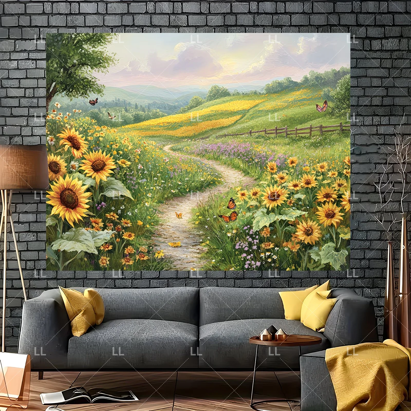 Sonnenblumen-Geburtstagsparty-Dekorationshintergrund, lebendiger, farbenfroher Blumen-Fotohintergrund, schwarz-goldenes Banner-Zubehör für Zuhause und Studio – Detail 3