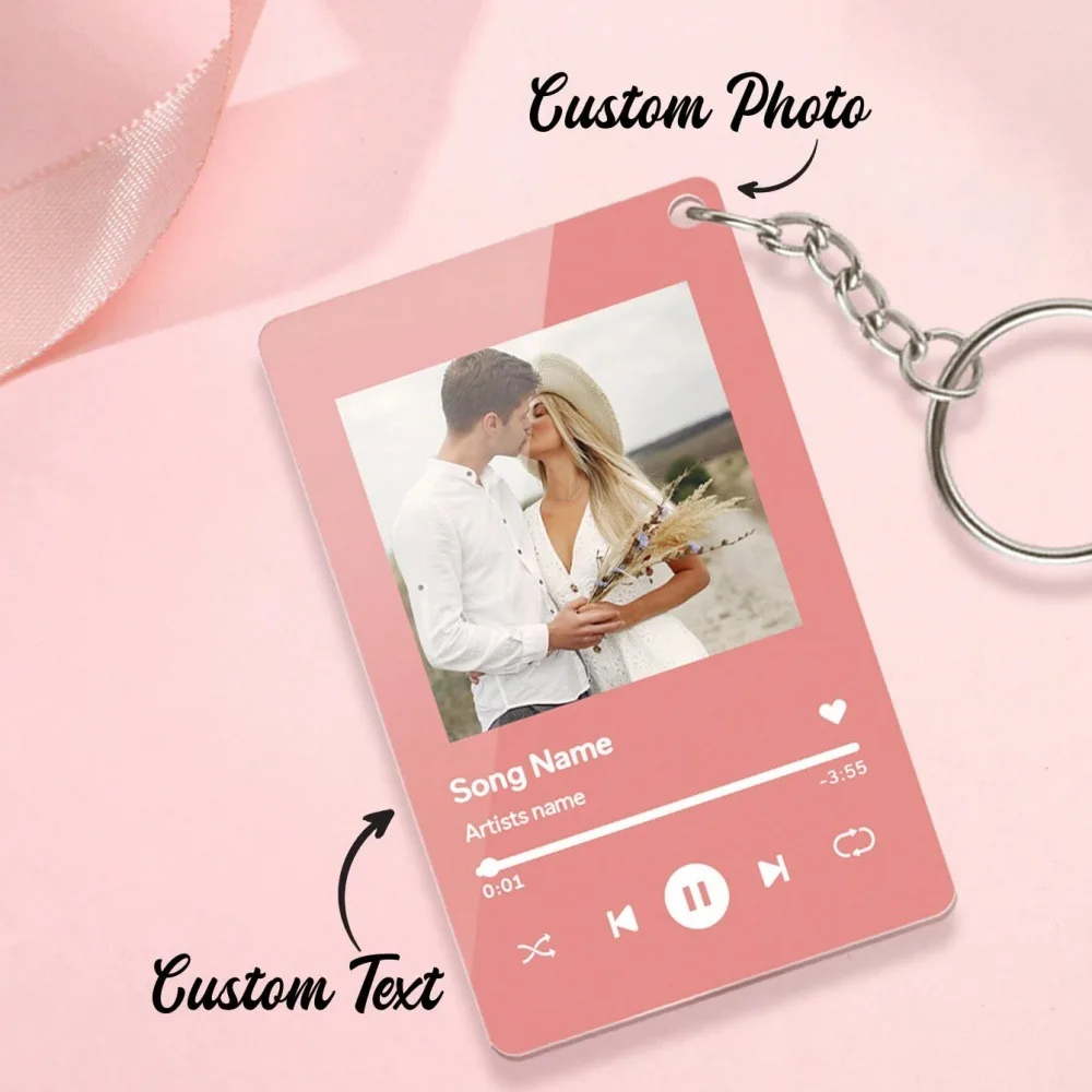 KADRUFI Creative Photo and Song Text Customized Acrylic Board Singer Picture Music Information Personalized Couples Keyring Gift