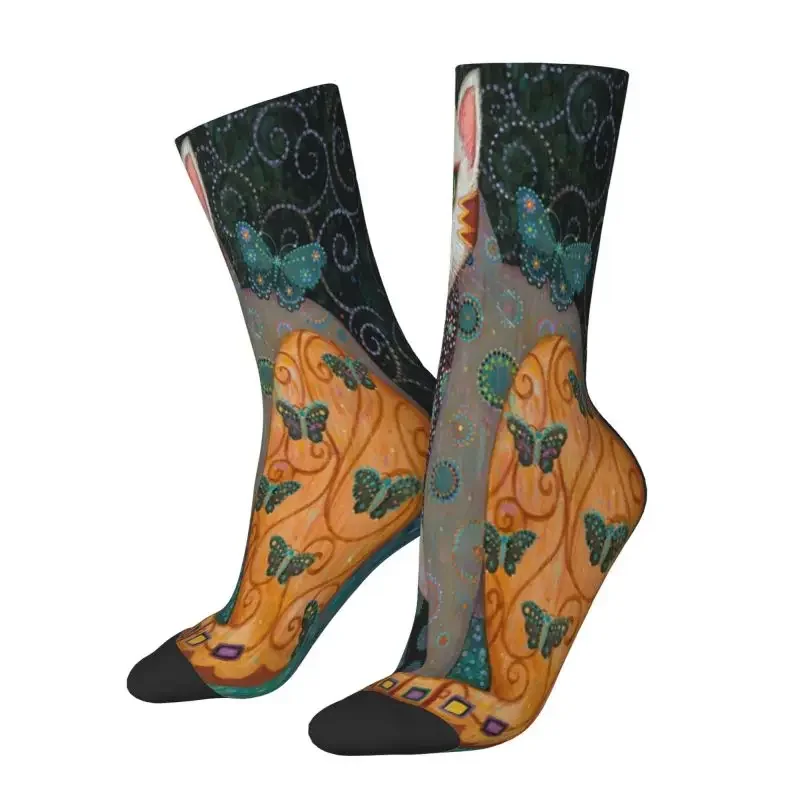 Cool Printing Gustav Klimt Cat Art Socks for Men Women Stretchy Summer Autumn Winter Vintage Painting Crew Socks