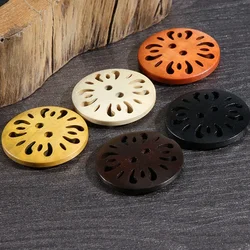 100Pcs Carved Wood Buttons for Clothing Sweaters Jackets Vintage Round Buttons for Kids Cardigans Sewing Accessories Wholesale