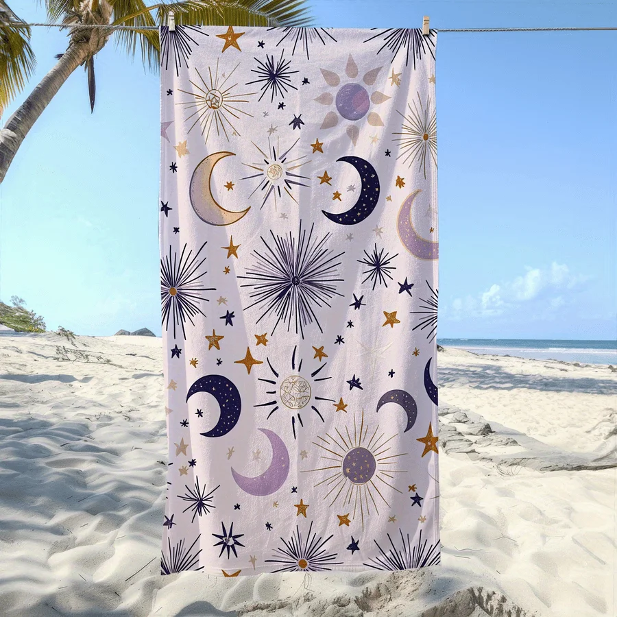 1pc Starry Sky Magic Pattern Sandproof Microfiber Beach Towel - Soft, Absorbent and Quick-Drying - Suitable for Swimming