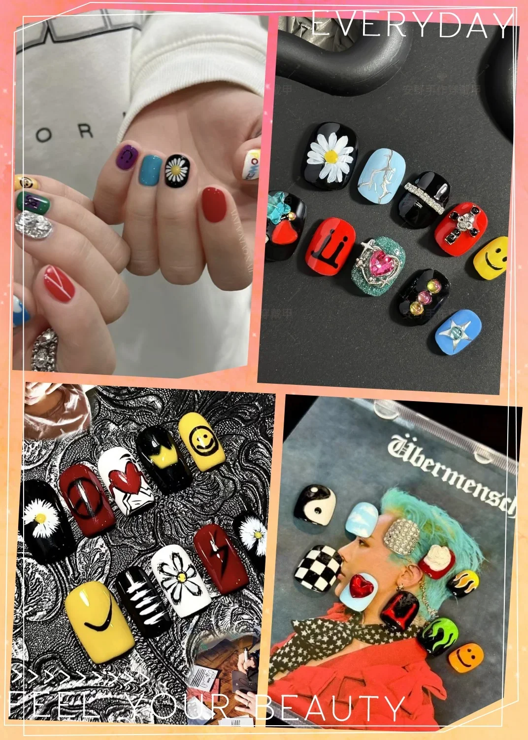 A arte em unhas pintada à mão E-STRONG GD apresenta um alto nível de aparência, elegante e simples em estilo e faz as mãos olham branco