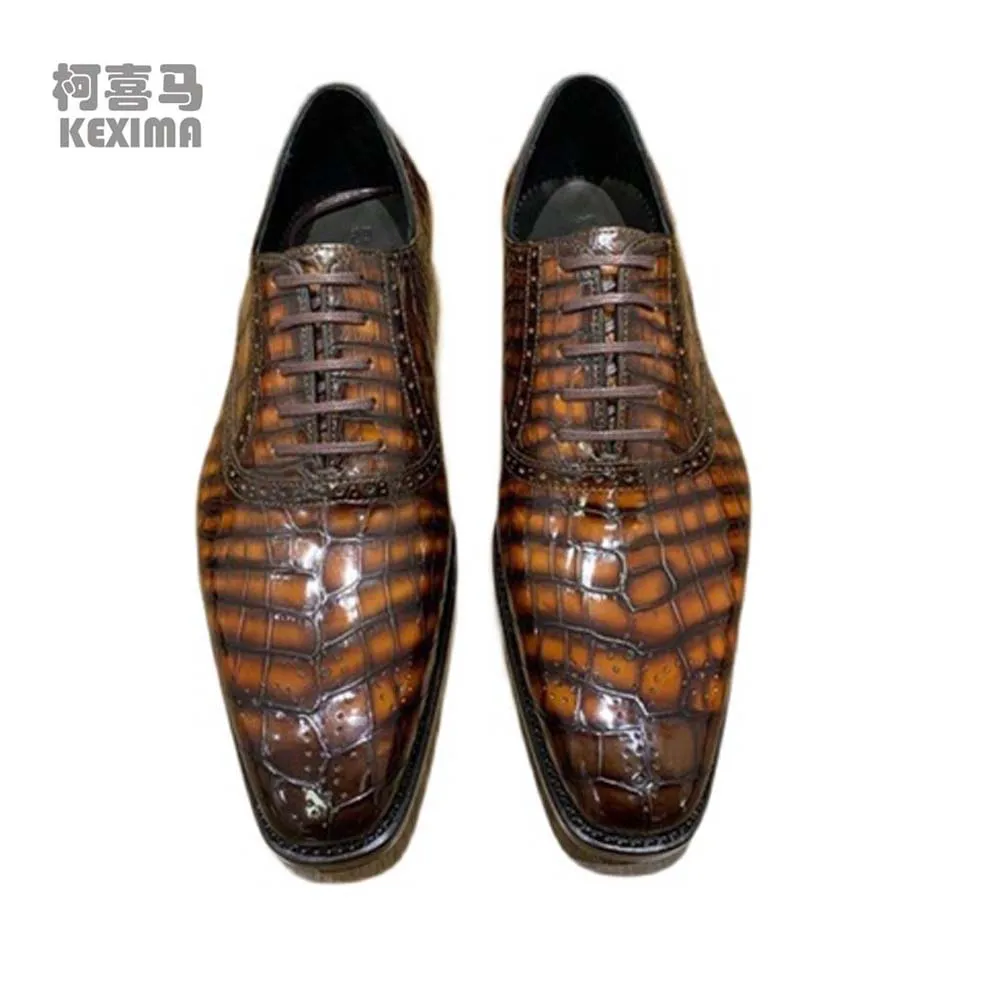 

Leimanxiniu новые крокодиловые кожаные туфли, искусственная обувь, вырезанные узоры, мужские официальные туфли, кожаная подошва, Мужская Классическая обувь