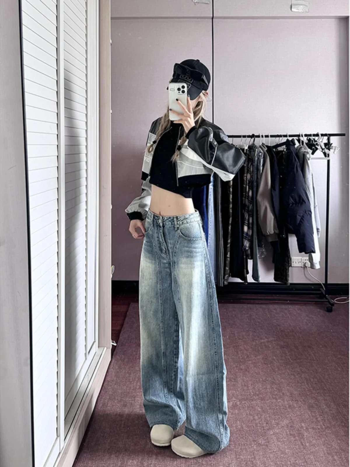 

High Waist Draped Wide Leg Pants Women's Spring Autumn New Sle American Tall 75 Extended Length Pants High Street Floor-Le...