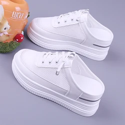 House Slippers Platform Med Female Shoes Cover Toe Loafers Luxury Slides Shose Women Soft 2022 Flat Designer Summer Casual PU