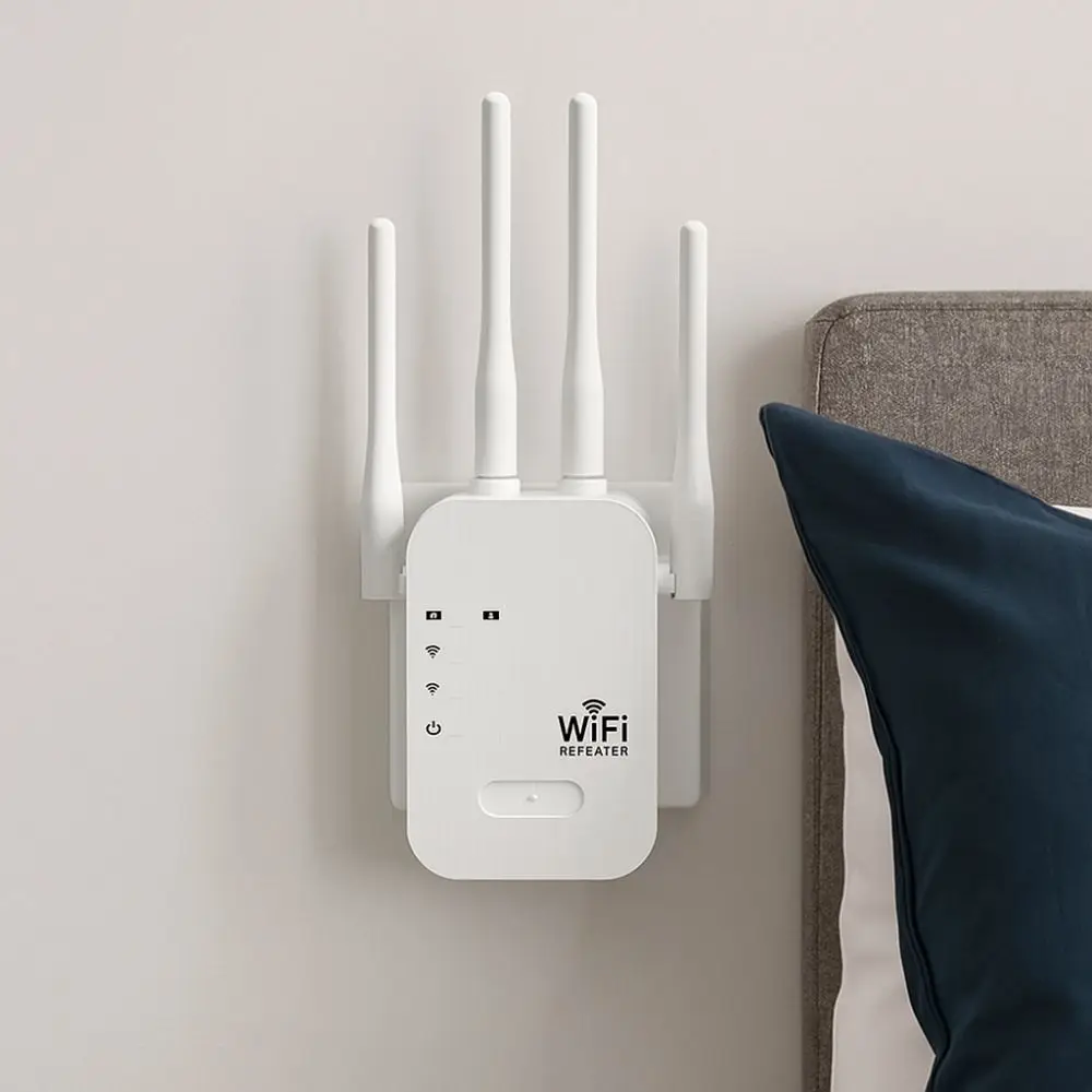 

Anti-interference 4 Antennas WiFi Repeater High Speed Dual Band WiFi Extender Stable Heat Dissipation Signal Amplifier Streaming