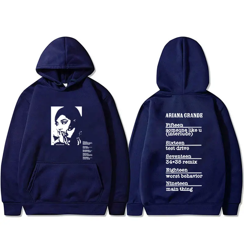 Singer Ariana Grande Double Sided Graphic Hoodie Men Women Clothing Hip Hop Oversized Pullover Hoodies Male Casual Fashion Hoody