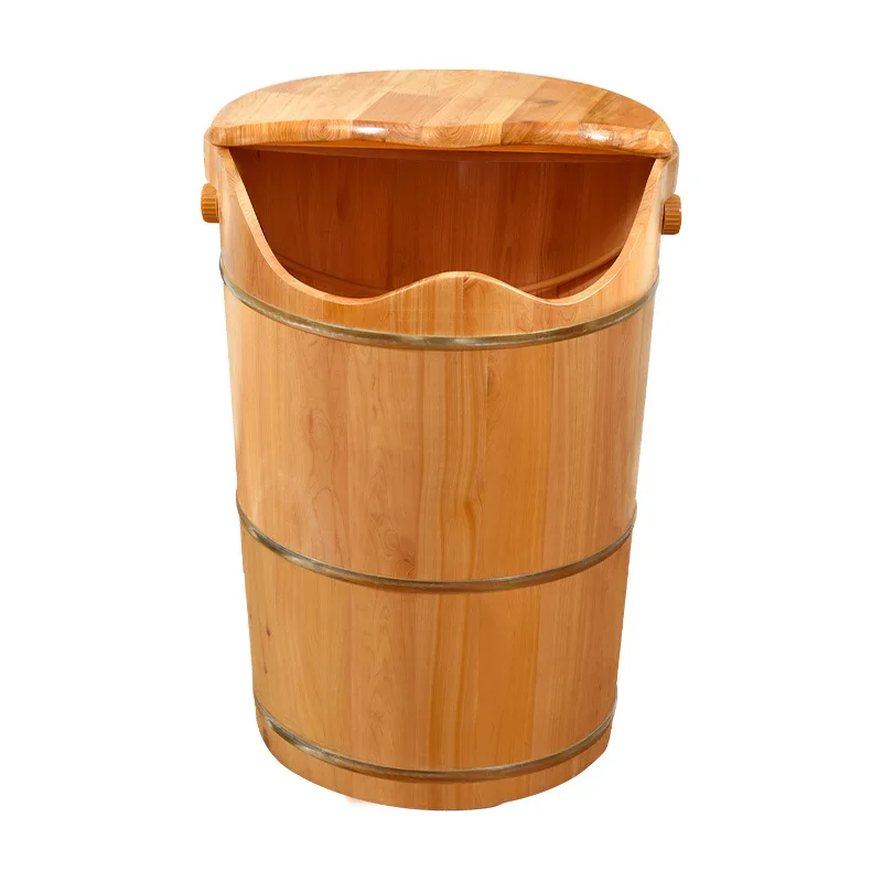 

dual-purpose foot bath bucket, fumigation bucket, wooden basin, foot washing basin, solid wood foot soaking basin