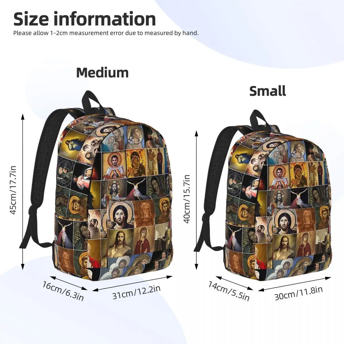 Catolicismo santos jesus maria mochila estudante meninos meninas bookbag crianças saco de escola portátil sacos de ombro para homens
