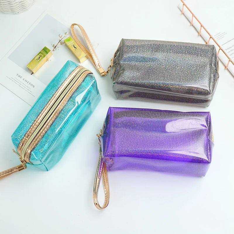 Colorful transparent cosmetic bag pvc transparent stationery bag multifunctional waterproof storage bag gift custom logo